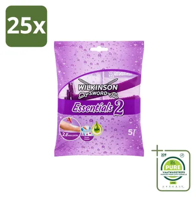 Productafbeelding van 25 x Wilkinson Essentials wegwerpscheermesjes voor dames met antisliphandgreep - grootverpakking - 25 stuks