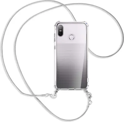 Produktbild von Handykette Backcover-Schutzhülle mit Band (Metall silberfarben) für HTC U12 life - silberfarbene Kette Snake