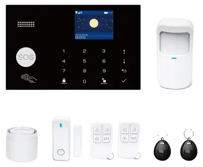 Zdjęcie produktu dla Zestaw alarmowy do użytku domowego, WiFi, GSM, kompatybilny z Alexa i Tuya, kolor kości słoniowej, bez wtyczki