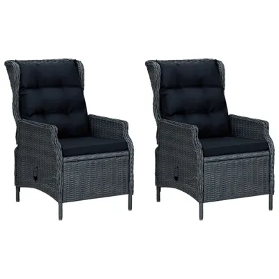 Image de vidaXL Salon de jardin 9 pièces avec coussins Poly rotin gris foncé