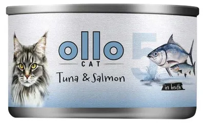 Immagine prodotto di Gatto OLLO n. 11 Tonno e Salmone in brodo - cibo umido per gatti - 70 g