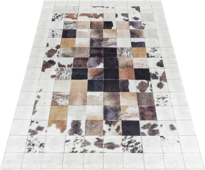 Produktbild von Teppich Läufer Wohnzimmer Weiß 80x150 Patchwork Design aus Polyester