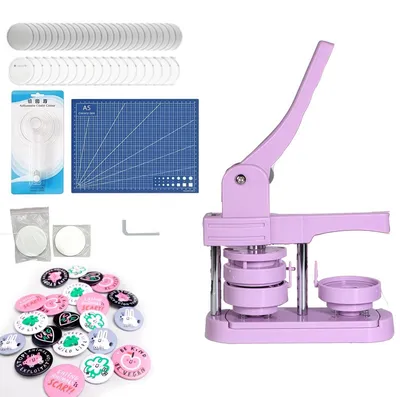 Produktbild von Buttonmaschine 58 mm - Badgemaker mit 100 Zubehörteilen - Kreisschneider - Handwerkset