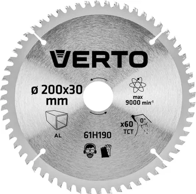 Produktbild von VERTO Sägeblatt Ersatzsägeblatt Kreissägeblatt 200 mm x 30 mm 60 Zähne für Aluminium Reduktionsstücke: 30 x 16 mm, 30 x 20 mm, 30 x 25,4 mm
