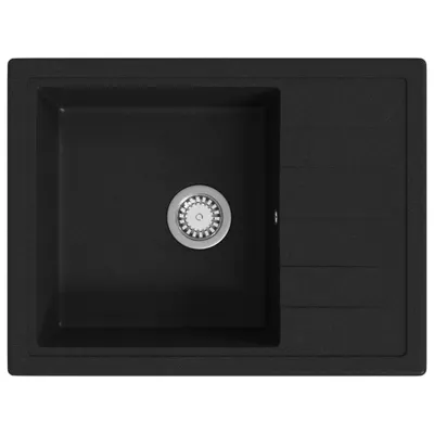 Image de vidaXL Evier de cuisine avec trop-plein Ovale Noir Granit