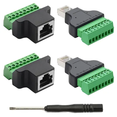 4er-Pack RJ45 Buchse auf 8-Pin Schraubklemmenblock Adapter