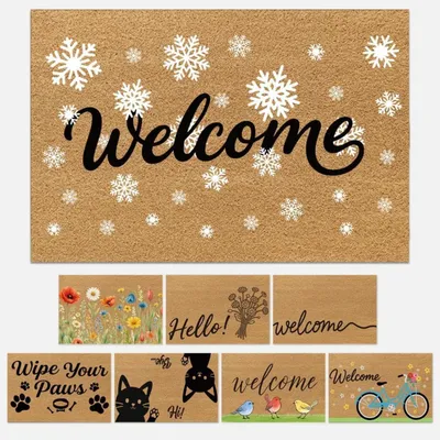 Productafbeelding van Deurmat "Sneeuwvlok", witte welkomstmat, 17 x 30 cm, antislip onderkant, polypropyleen, rubber