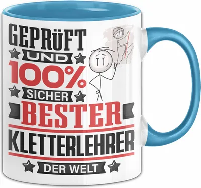 Produktbild von Kletterlehrer Geschenk Lustiger Spruch für Kletterlehrer Geschenkidee Bester Kletterlehrer Der Welt (Blau)
