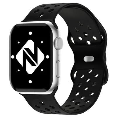 Zdjęcie produktu dla Pasek silikonowy do smartwatcza NALIA Gelochtes, kompatybilny z Apple Watch (modele Ultra/SE oraz serie 8/7/6/5/4/3/2/1), rozmiary 42mm, 44mm, 45mm, 49mm, pasek sportowy do iWatch, damski i męski, kolor: czarny