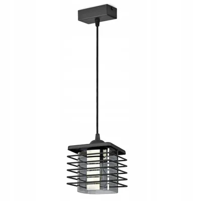 Produktbild von Luxolar Led Pendelleuchte Drahtabdeckung und Glasschirm E27 60W - Deckenlampe wohnzimmer, Schwarz Metal