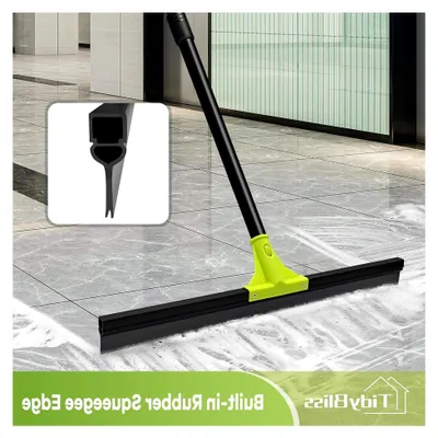 Produktbild von Wasserschieber Bodenabzieher 60 cm, Wasser Abzieher Boden mit Teleskopisc Stiel 158 cm, Wasserabzieher Gummiabzieher Flitsche für Dusche Terrasse Garage Bad Fliesen Deck Fenster (Grün)