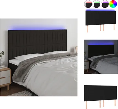 Produktbild von vidaXL LED Kopfteil Schwarz 180x5x118/128 cm Stoff -  Kopf- & Fußenden