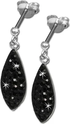 Image de SilberDream noir boucles d'oreilles larme zirconium femme 925 argent GSO400S
