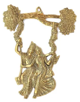 Wandbehang Radha Krishna Metall 30,48 x 25,4 cm Vintage-Gold