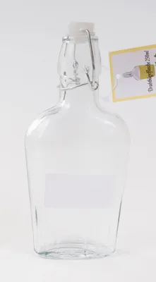 Produktbild von Glas-Bügelflasche 250ml Glasflasche Drahtbügelflasche Flachmann Likör Schnaps