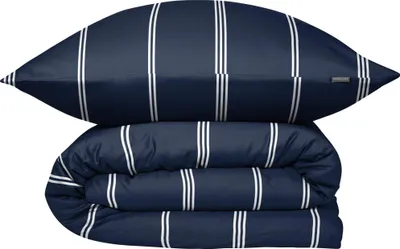 Produktbild von SCHIESSER Bettwäscheset Matteo | Renforcé | 2-teilig | Gestreift | 100 % Baumwolle | Reißverschluss | 135x200 cm + 80x80 cm | Dunkelblau