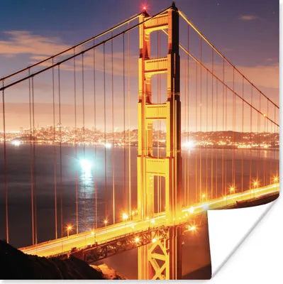 Produktbild von MuchoWow® Poster Brücke - Wasser - Abend - Amerika 75x75 cm - Wand Dekoration