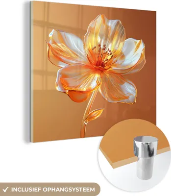 Produktbild von MuchoWow Glasbilder - Bilder auf Wandbild - Foto auf Glas Gläser - Blume - Orange 40x40 cm Wanddekoration aus Glas - Acrylglasbild - Acrylbilder