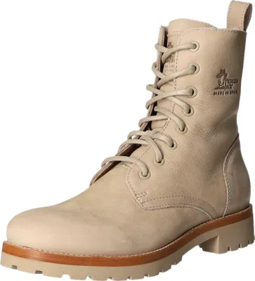 A single beige boot is shown against a white background.