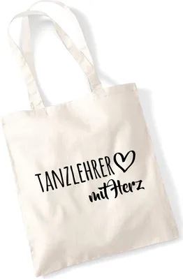Produktbild von Huuraa Jutebeutel Tanzlehrer mit Herz 10 Liter Natural Baumwolle Tasche Geschenkidee