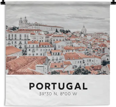 Produktbild von MuchoWow® Wandteppich Wandbehang Portugal - Lissabon - Häuser 60x60 cm Tapisserie Dekoration Wandtuch - Dekorationen - Wand Decke