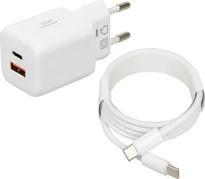Zdjęcie produktu dla Ładowarka Sieciowa Ibox C-42 Usb A+C 33W Kabel Usb-C Do Usb-C Biała