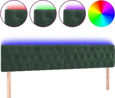 Produktbild von vidaXL LED Kopfteil Dunkelgrün 180x7x78/88 cm Samt