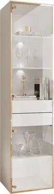 Produktbild von Vitrine AURORA Weiß / Weiß hochglanz mit LED-Beleuchtung, Stehend