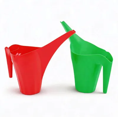 Gießkanne 2L, ergonomischer Griff, für Innen- & Außenpflanzen, Rot/Grün