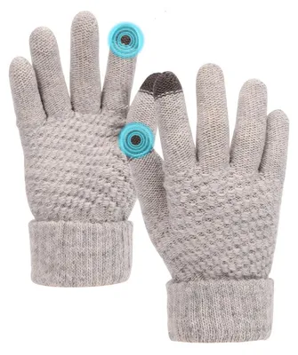 Produktbild von Warme Strickhandschuhe mit Touchscreen-Funktion für Damen, Grau