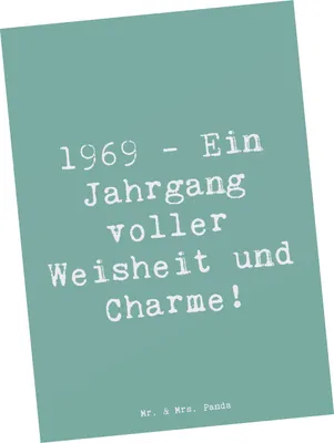 Produktbild von Mr. & Mrs. Panda Postkarte Spruch 1969 Geburtstag - Meeresbrise - Geschenk, Jubiläum, Happy Birthday, Geburtstagsgeschenk, Geburtsjahr, Retro-Geschenke, Fotokarte, Alter