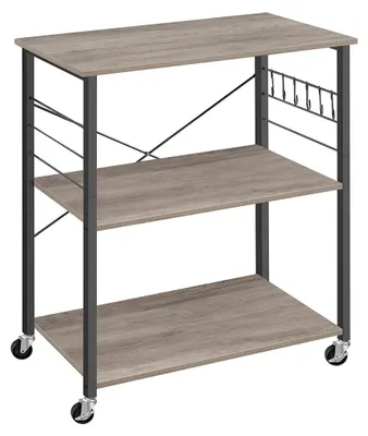 Produktbild von Küchenregal mit 3 Ebenen auf Rollen – Greige/Schwarz – 40 x 80 x 89 cm