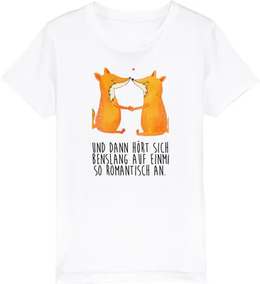 Produktbild von Mr. & Mrs. Panda Kleinkinder T-Shirt Füchse Liebe 3-4 Jahre (98/104) - Weiß - Geschenk, Freundin, Kinder, Ehefrau, Kindershirt, Fuchs, Teenager, Baumwollshirt, Kurzarm