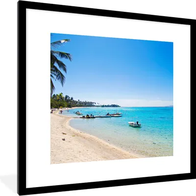 Produktbild von MuchoWow® MuchoWow® Gerahmtes Poster Der Strand von Mo'orea 40x40 cm - Poster mit zchwarzem Bilderrahmen - Poster - Plakat im Rahmen