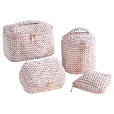 Produktbild von 4er Set Kosmetiktasche Kulturtasche Damen für Alltag und Reisen, Rosa