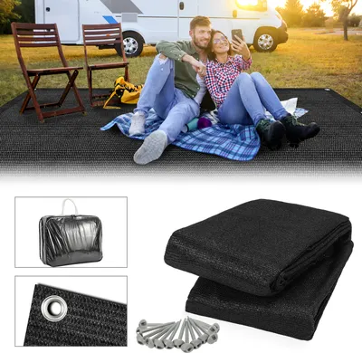 Immagine prodotto di Tappeto per tende da sole Jayseuw Tappeto per tende di varie dimensioni, antiscivolo, protezione del prato, nero 2,5x3,5m