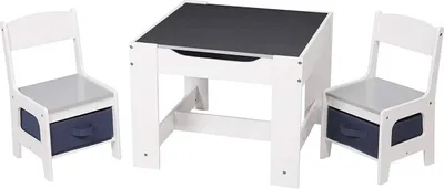 Produktbild von EUGAD Kindersitzgruppe 1 Kindertisch und 2 Stühle mit Stauraum Weiß+Schwarz