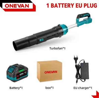 Obrázek produktu pro Akumulátorový foukač listí – turbofoukač – bezkartáčový motor – 6000 W+ – dobíjecí – 1 akumulátor – zástrčka EU – červený