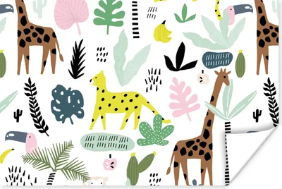 Produktbild von MuchoWow® Poster Dschungel - Muster - Tiere 120x80 cm - Bilder
