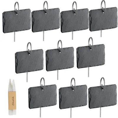 Image de Solidchoice - Lot de 10 étiquettes pour plantes écologiques en ardoise