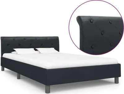 Obrázek produktu pro Maison Exclusive – postel z černé umělé kůže, 120 x 200 cm