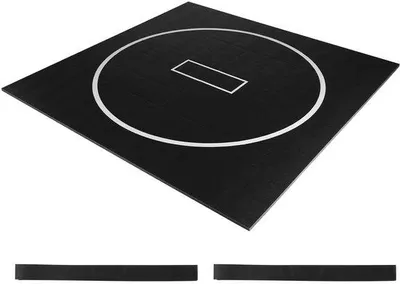 Produktbild von 3x3m Kampfmat, robuste, wasserdichte PVC-Mat für Heimtraining und Training, mit markierten Kreisen, ideal für Gymnastik, Jiu Jitsu, MMA, Judo, Boxen, Schwarz