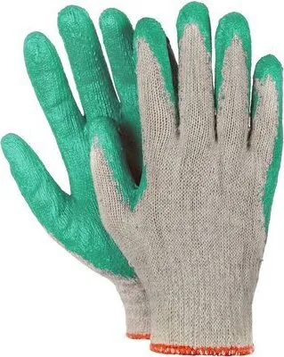 Produktbild von 50 Paar Arbeitshandschuhe Montagehandschuhe Baumwolle Latex Größe L-9 grün