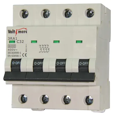 Thermo-Schutzschalter 4-polig 32 A 6 kA