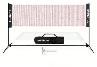 Produktbild von Faziango Badmintonnetz 3,1m Volleyballnetz Polypropylen Verzinktes Gestell höhenverstellbar 85-155cm Tragbar mit Transporttasche Indoor & Outdoor