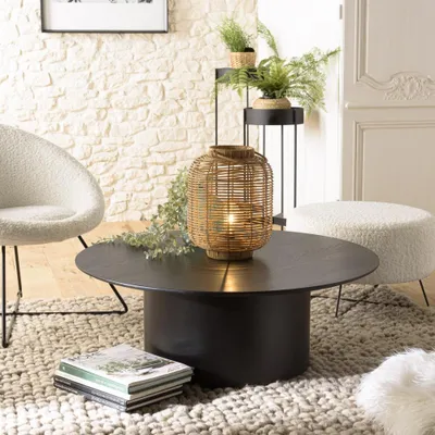 Image de DALY - Table basse ronde noire 90x90cm piètement métal DALY