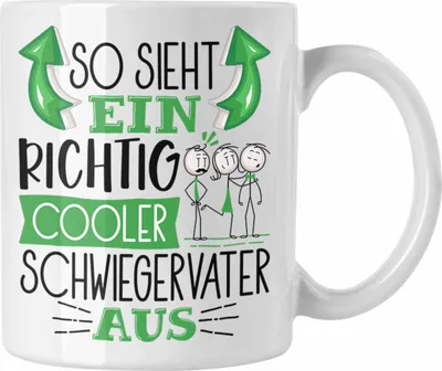 Produktbild von Trendation - Schwiegervater Tasse Geschenk So Sieht Ein RIchtig Cooler Schwiegervater Aus Geschenkidee Lustiger Spruch Geburtstag Becher Kaffeetasse Vatertag (Weiß)