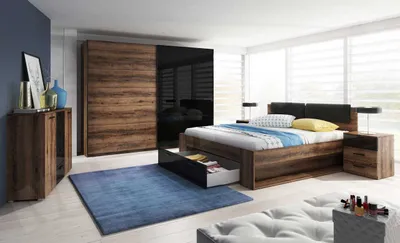 Produktbild von Schlafzimmer Set 5 tlg DANTOS inkl.Doppelbett 180cm und Schrank 270cm