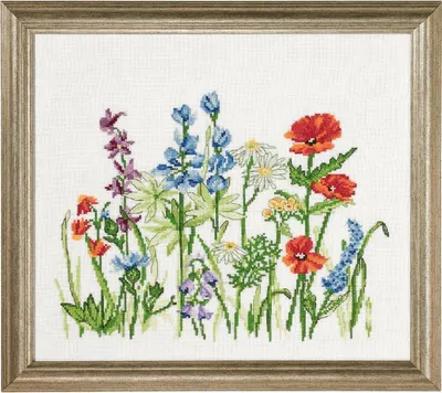 Produktbild von Permin Kreuzstich Stickpackung "Feldblumen", Zählmuster, 38x33cm, 70-0306