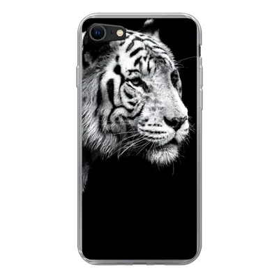 Produktbild von MuchoWow® Handyhülle Schutzhülle Hülle für iPhone 8 Studioaufnahme eines weißen Tigers auf schwarzem Hintergrund Silikon Softcase Handy Hülle - Schutzhaube